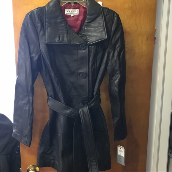 Wilson’s leather Black Trench button up Coat NWT - Picture 1 of 6